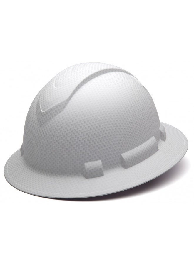 Pyramex Safety Pyramex Ridgeline Full Brim Hard Hat, 4-Point Ratchet Suspension, Matte White Graphite Pattern  - Image 4