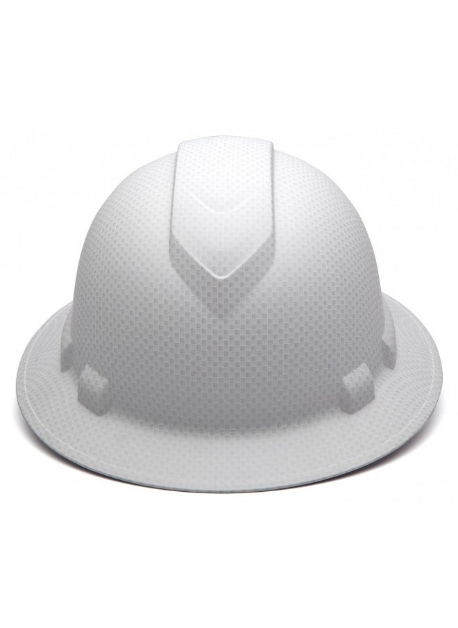 Pyramex Safety Pyramex Ridgeline Full Brim Hard Hat, 4-Point Ratchet Suspension, Matte White Graphite Pattern  - Image 5