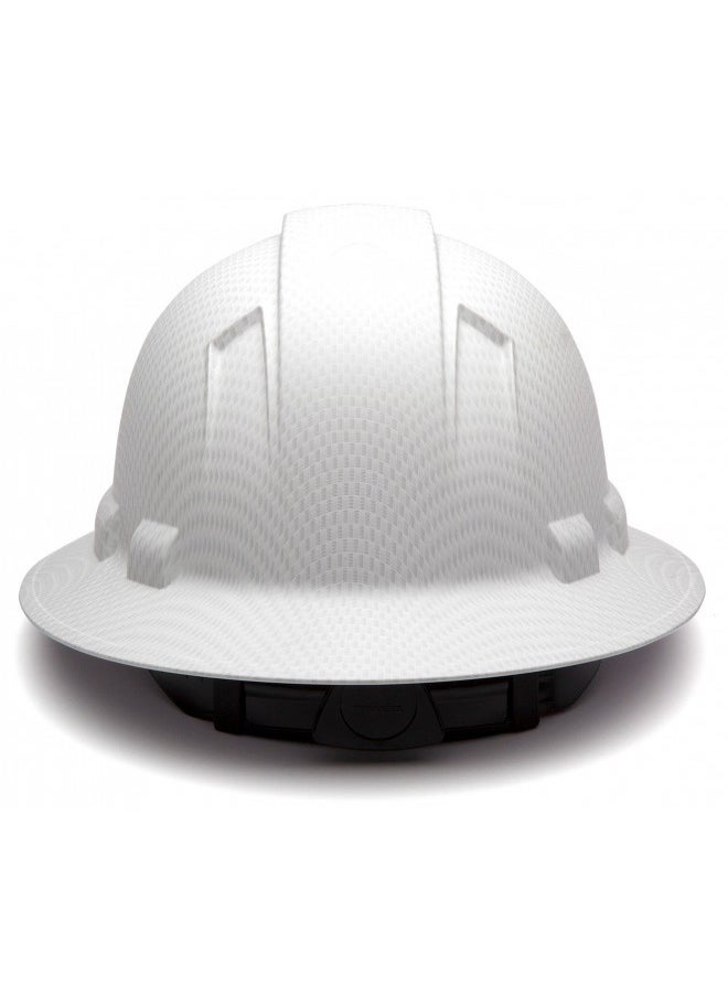 Pyramex Safety Pyramex Ridgeline Full Brim Hard Hat, 4-Point Ratchet Suspension, Matte White Graphite Pattern  - Image 3