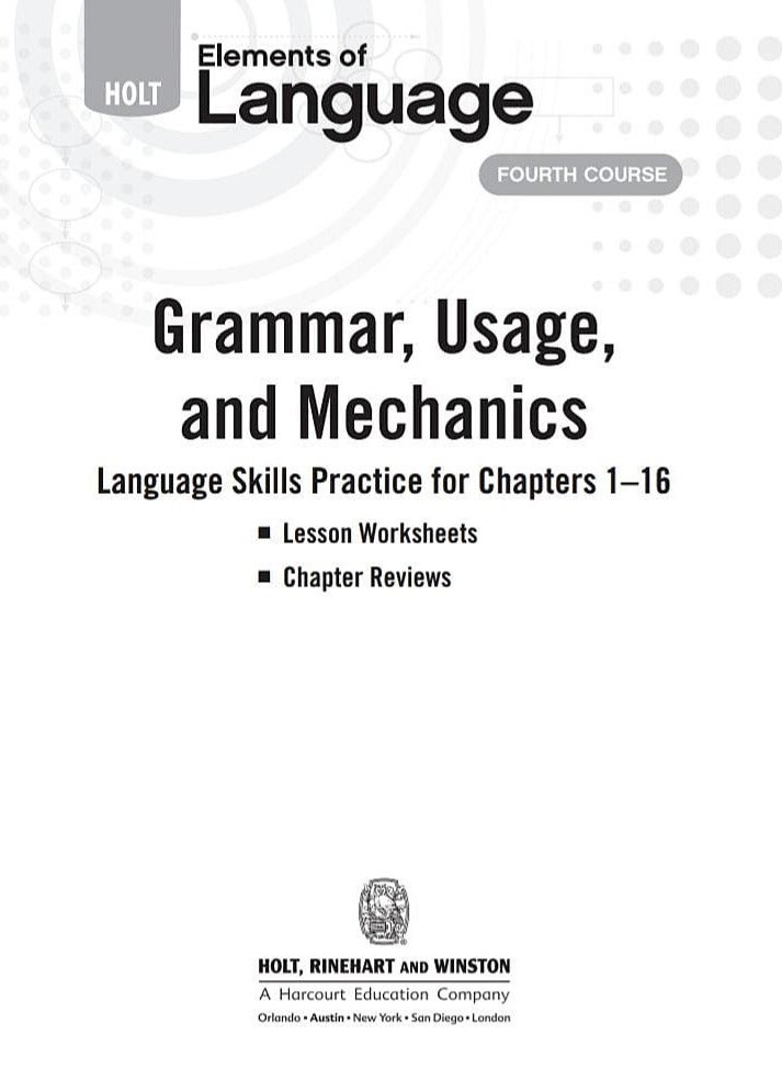 Elements of Language, Grade 10: Grammar, Usage, and Mechanics – Language Skills Practice (Holt Elements of Language, Fourth Course) - Image 2