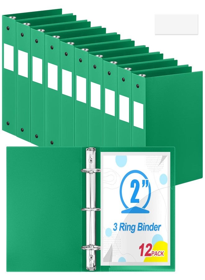 Henoyso 12 Pcs 3 Ring Binder 2 Inch Plastic Flexible Round Binder Fits Letter Size 8.5 x 11 Inch Paper Holds 300 Sheets with 1 Pockets for Office School(Green) - Image 1
