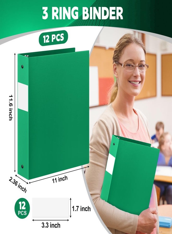 Henoyso 12 Pcs 3 Ring Binder 2 Inch Plastic Flexible Round Binder Fits Letter Size 8.5 x 11 Inch Paper Holds 300 Sheets with 1 Pockets for Office School(Green) - Image 2