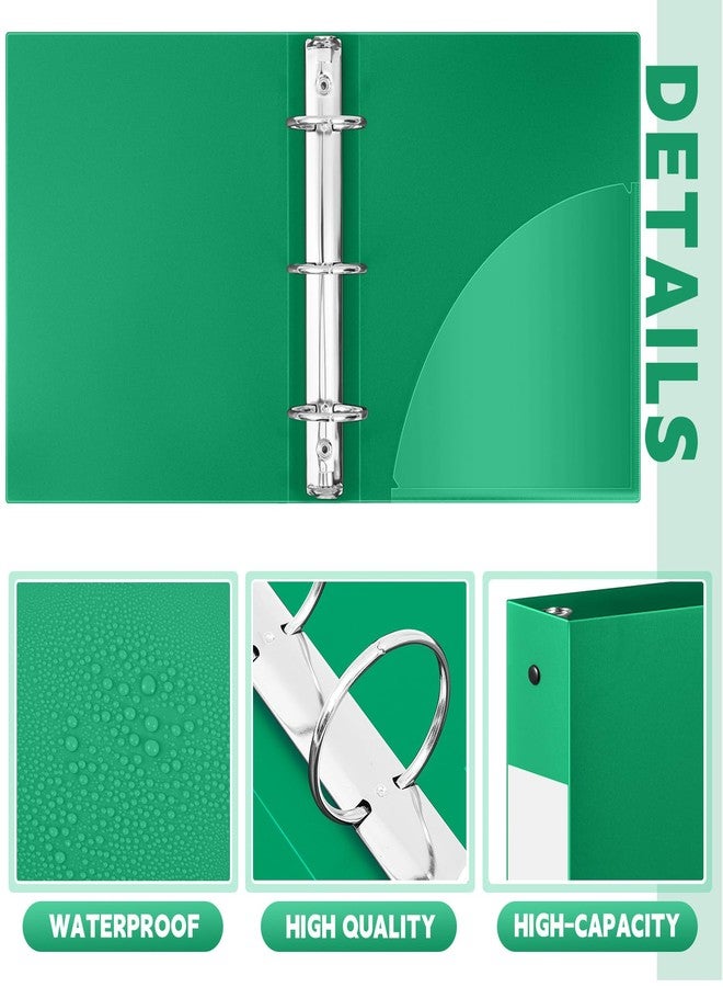 Henoyso 12 Pcs 3 Ring Binder 2 Inch Plastic Flexible Round Binder Fits Letter Size 8.5 x 11 Inch Paper Holds 300 Sheets with 1 Pockets for Office School(Green) - Image 3