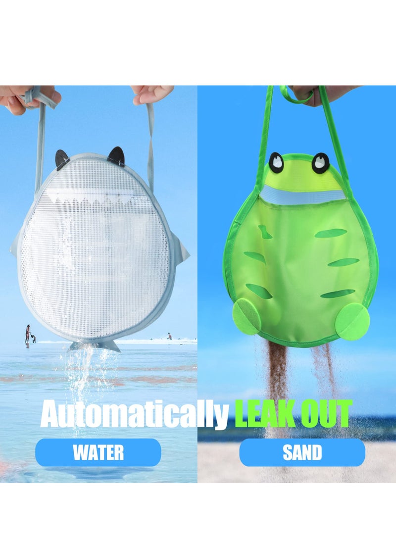 Seashell Bags for Kids, Beach Mesh Shell Bag, Beach Bag for Kids with Adjustable Carrying Straps for Storage Shell Collecting Fruit Vegetable Snacks or Toys - Image 2