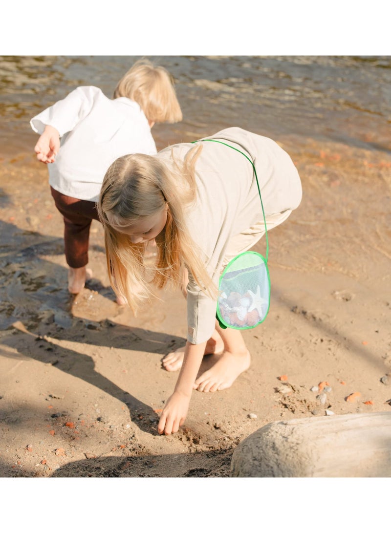 Seashell Bags for Kids, Beach Mesh Shell Bag, Beach Bag for Kids with Adjustable Carrying Straps for Storage Shell Collecting Fruit Vegetable Snacks or Toys - Image 4