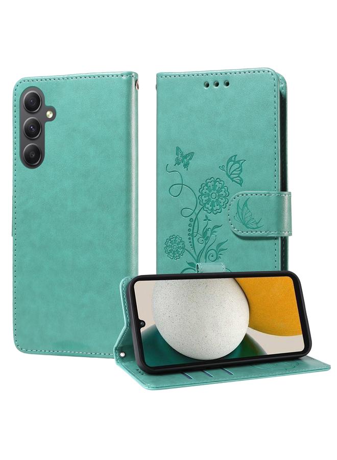 S-TOP Case For Samsung Galaxy A34 5G Embossed Butterfly Flowers Leather Phone Case - Image 1