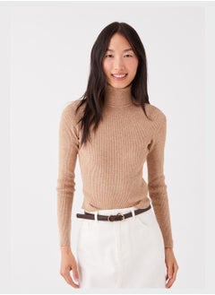 Turtle Neck Ribbed Sweatshirt
