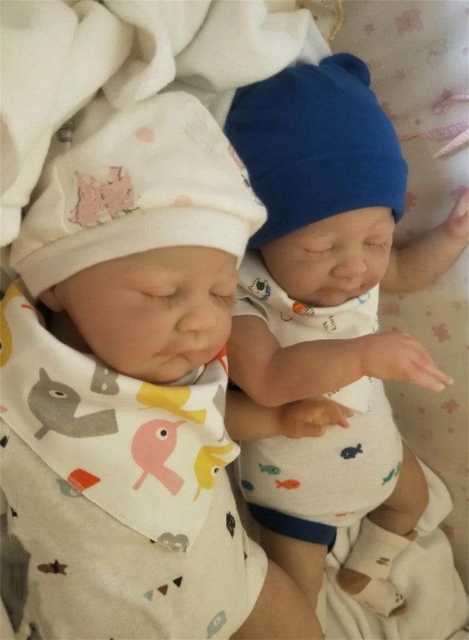 GYCV Lifelike Reborn Baby Dolls Twins Girls 20 Inch Weighted Full Body Silicone Realistic Newborn Baby Dolls Twins Real Life Baby Dolls Twins with Feeding Accessories Birthday Gifts for Kids Girls - Image 3