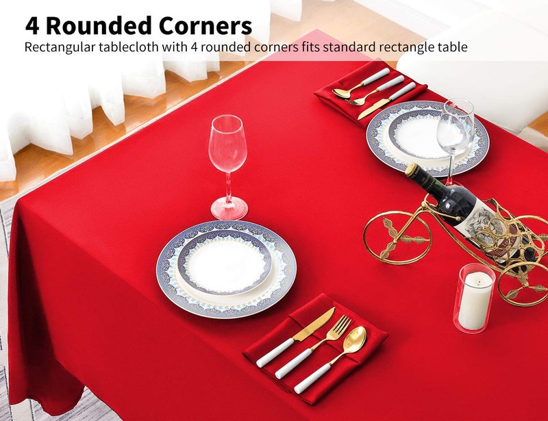 Surmente Red Tablecloth 90 x 132-inch Rectangular Christmas Table Cloth for Weddings  Banquets  or Restaurants - Image 4