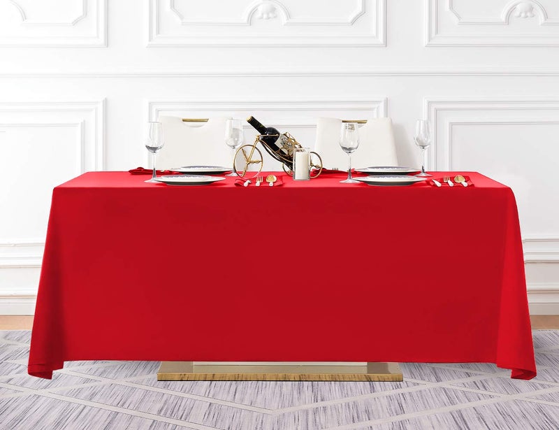 Surmente Red Tablecloth 90 x 132-inch Rectangular Christmas Table Cloth for Weddings  Banquets  or Restaurants - Image 5
