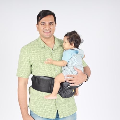 My Giraffe - Hippy Hop - Hip Seat Baby Carrier for 5 Months to 3 Years | Diaper Storage & Phone Pocket | Portable Sling Strap | Ergonomic Seat | Supports Up to 20 kg | Travel-Friendly (Black) - Image 1