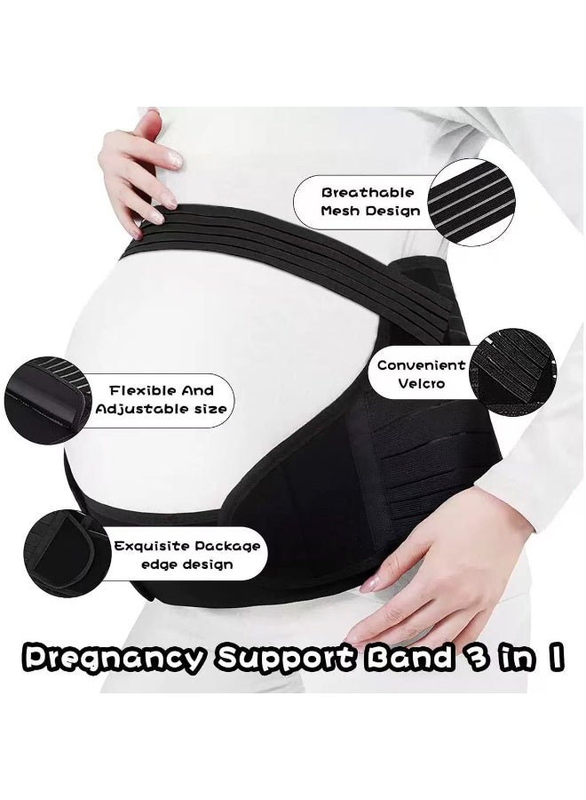 3-in-1 Maternity Belly Support Belt with Shoulder Straps – Adjustable Pregnancy Support Band for Abdomen & Lower Back Relief, Suitable for Mid to Late Pregnancy M - Image 2