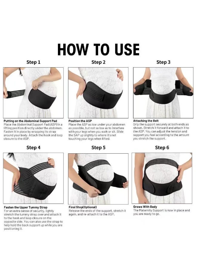 3-in-1 Maternity Belly Support Belt with Shoulder Straps – Adjustable Pregnancy Support Band for Abdomen & Lower Back Relief, Suitable for Mid to Late Pregnancy M - Image 4