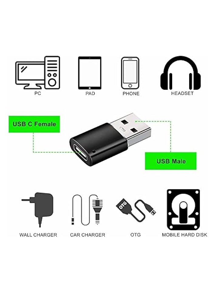 erorex - USB C to USB 3.0 Adapter, 2 Pcs Protable USB C Female to USB A Male Adapter with Rope, Mini USB 3.0 Adapter High Speed Data Transfer Compatible with MacBook/Tablet/Laptop - Image 1