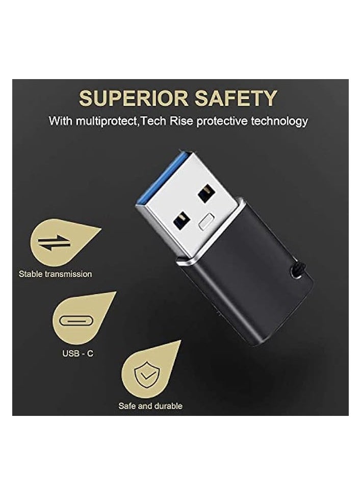 erorex - USB C to USB 3.0 Adapter, 2 Pcs Protable USB C Female to USB A Male Adapter with Rope, Mini USB 3.0 Adapter High Speed Data Transfer Compatible with MacBook/Tablet/Laptop - Image 1