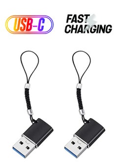 erorex USB C to USB 3.0 Adapter, 2 Pcs Protable USB C Female to USB A Male Adapter with Rope, Mini USB 3.0 Adapter High Speed Data Transfer Compatible with MacBook/Tablet/Laptop  - Image 1