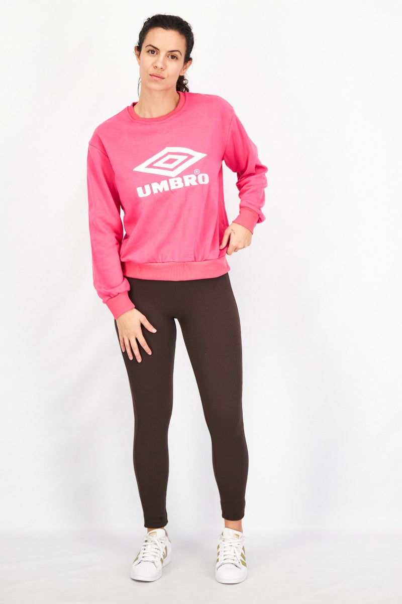 umbro بلوزة رياضية نسائية بأكمام طويلة، وردية - Image 3