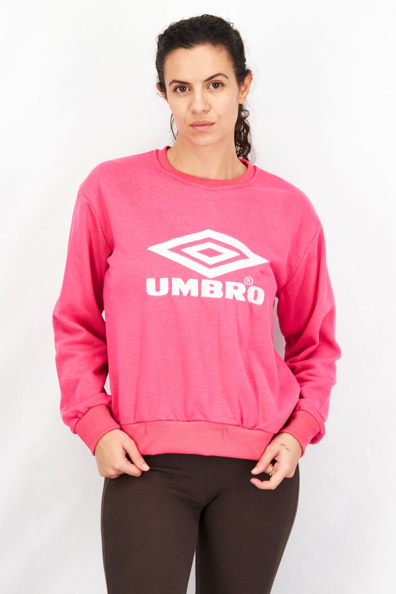 umbro بلوزة رياضية نسائية بأكمام طويلة، وردية - Image 1