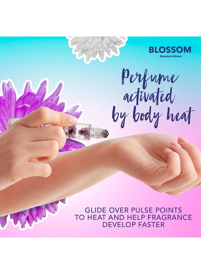Blossom Roll on Rollerball Perfume Oil with Natural Ingredients + Essential Oils, Infused with Real Flowers, Made in USA, 0.20 fl. oz./5.9 ml, (Sandalwood, cedar, Amber, Vetiver), Luxe Lavenderwood - Image 3