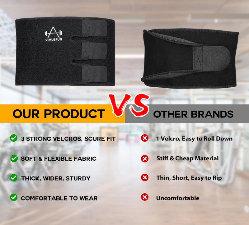 VIMUSFUN Waist Trimmer Belt Men Sweat Band Waist Trainer For Women Lower Belly Fat Tummy Stomach Wraps Waste Trainers Low Back Support Small/Medium/Large/Plus Size Black - Image 3