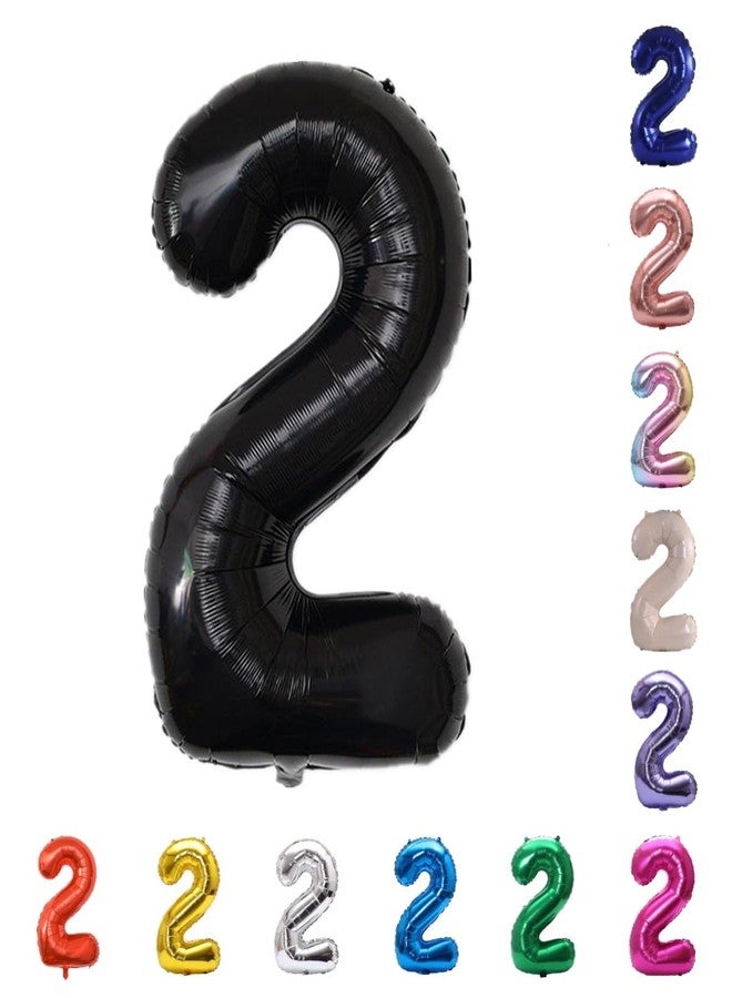 YPSelected 32 Inch Large Foil Helium Number Balloon Birthday Wedding Party 0-9 (Black, 2) - Image 1