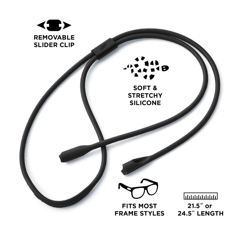 Pilotfish Premium Silicone Sunglasses Strap, Adjustable Glasses Retainer with Unique Passthrough Design â€“ Universal Fit (Black) - Image 2