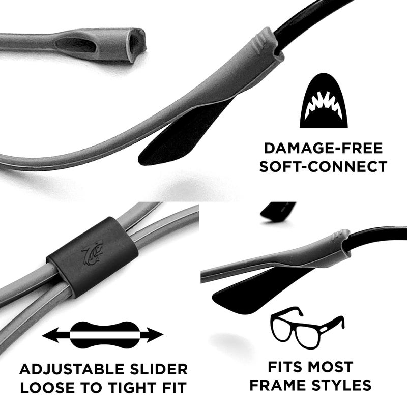 Pilotfish Premium Silicone Sunglasses Strap, Adjustable Glasses Retainer with Unique Passthrough Design â€“ Universal Fit (Black) - Image 3