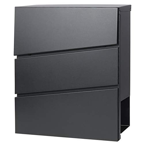 Parrency Lockable Mailboxes with Keys,Outdoor Wall Mounted Mail Box with Large Capacity,14 3/10" x 4 1/10" x 13",Black - Image 1