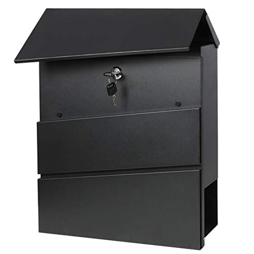 Parrency Lockable Mailboxes with Keys,Outdoor Wall Mounted Mail Box with Large Capacity,14 3/10" x 4 1/10" x 13",Black - Image 4