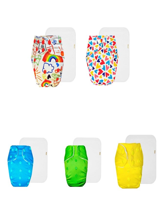 Dumbledo Premium Cloth Diaper with Cotton Insert (Pack of 5) | Snug Fit | Leakproof | Easy to Clean | Everyday Diapering Essential | 3 Months - 3 Years | Unisex Baby - Image 1