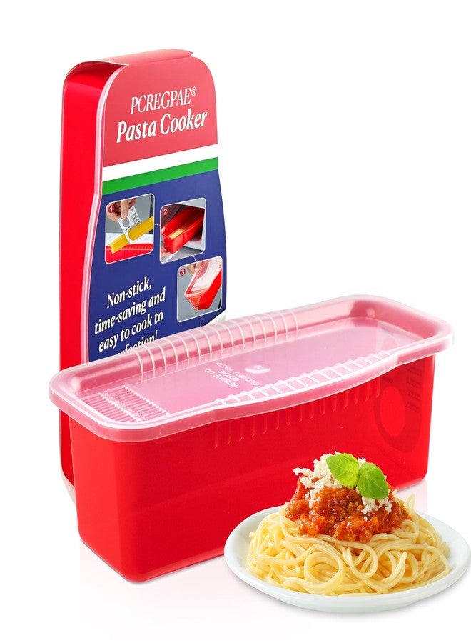 PCREGPAE Microwave Pasta Pot with Strainer Lid & Measuring Cup Clip Quickly Cook 1-4 Servings-No Mess, Sticking or Waiting For Boil, Pasta Cooker in Microwave for Dorm Kitchen Office College Essential - Image 1