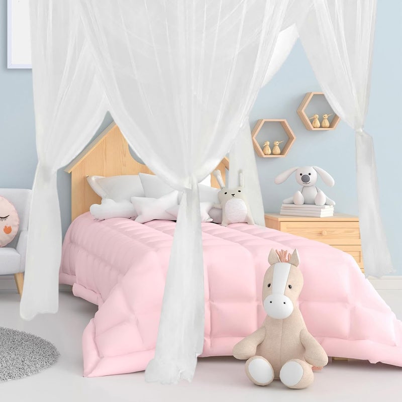 Bed Canopy Mesh Curtain Netting Drape Valance Polyester Hanging Tent Cover for Princess Bedroom Decoration Suitable for Girls ADU, White - Image 5