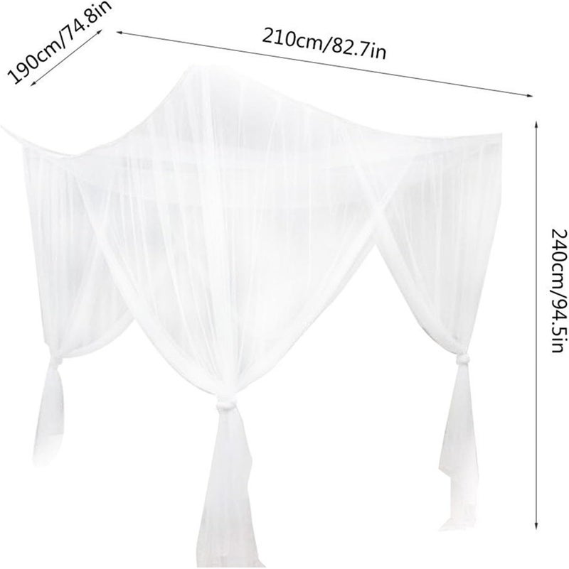 Bed Canopy Mesh Curtain Netting Drape Valance Polyester Hanging Tent Cover for Princess Bedroom Decoration Suitable for Girls ADU, White - Image 3