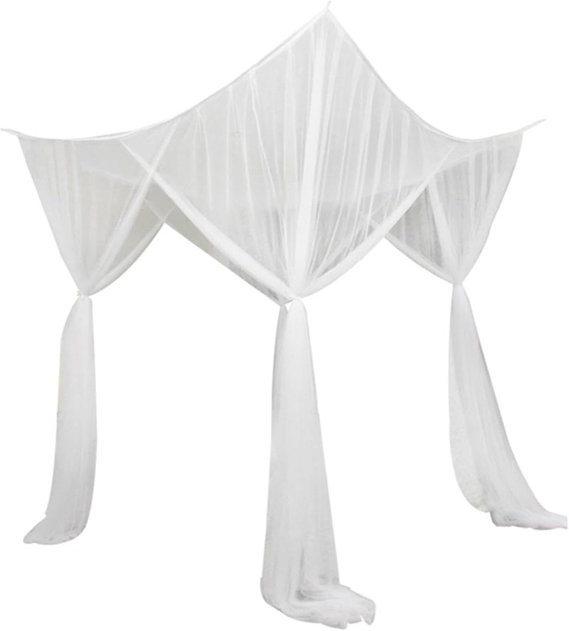 Bed Canopy Mesh Curtain Netting Drape Valance Polyester Hanging Tent Cover for Princess Bedroom Decoration Suitable for Girls ADU, White - Image 1
