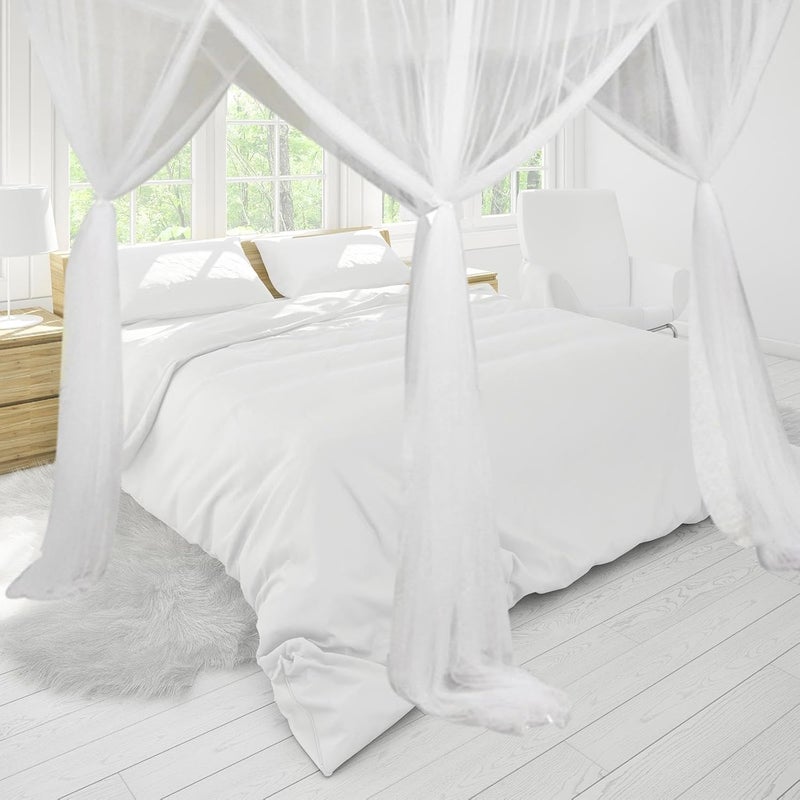 Bed Canopy Mesh Curtain Netting Drape Valance Polyester Hanging Tent Cover for Princess Bedroom Decoration Suitable for Girls ADU, White - Image 4