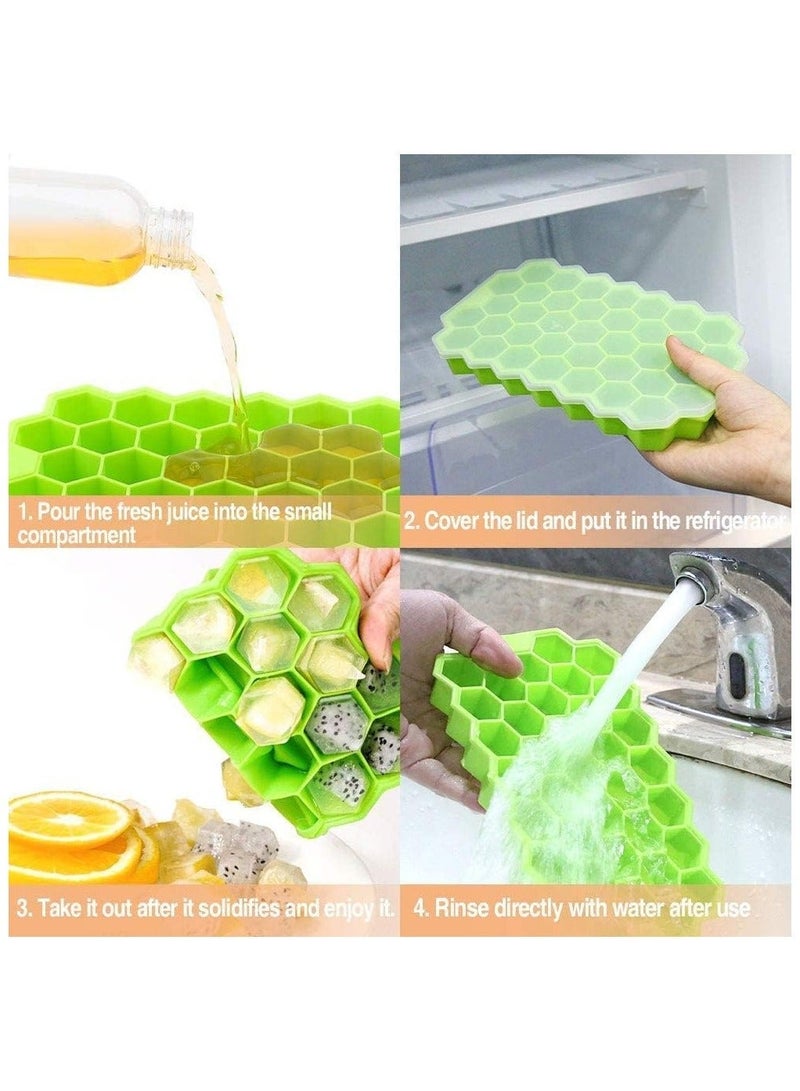(Pack of 3) Flexible Silicone Honeycomb 37 Cavity Ice Cube Tray for Freezer Moulds Small Cubes Fridge Bar Soft Ice Cube Tray -Pack of 3 - Image 2