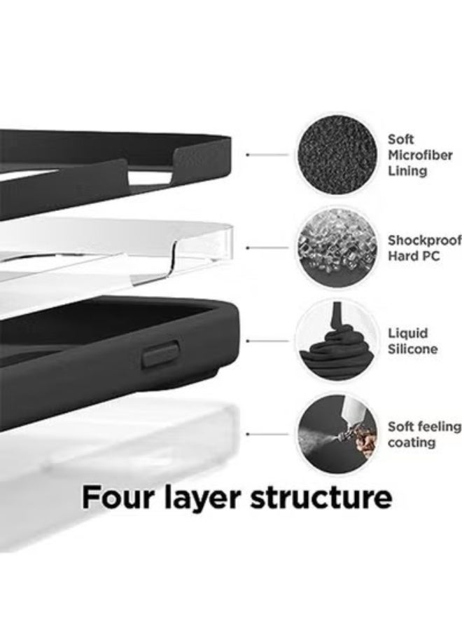 Ocean iPhone 15 (6.1 inch) Case, Liquid Silicone Case, Full Body Protective Cover, Shockproof, Slim Phone Case, Anti-Scratch Soft Microfiber Lining, Black - Image 2