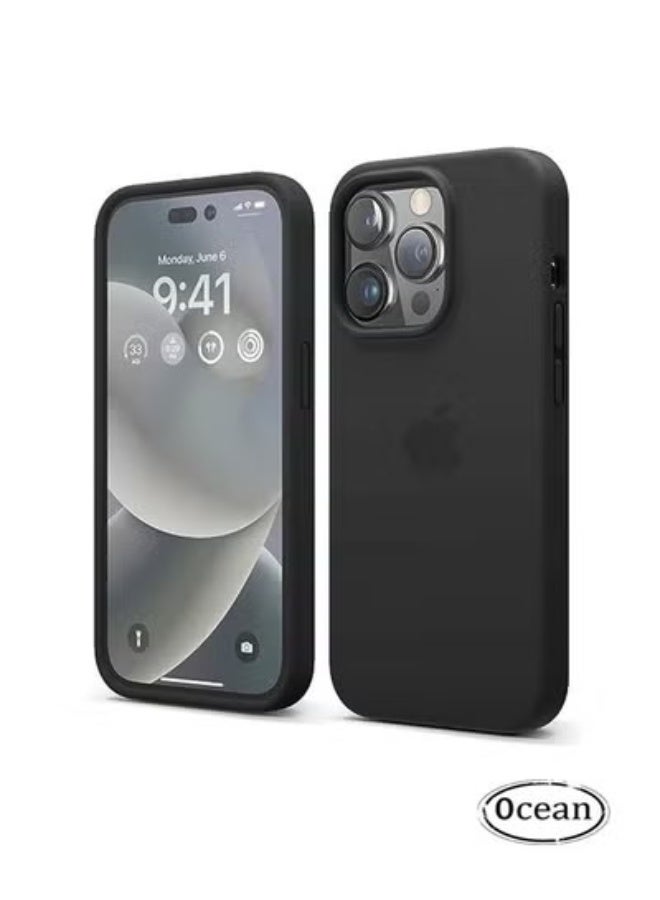 Ocean iPhone 15 (6.1 inch) Case, Liquid Silicone Case, Full Body Protective Cover, Shockproof, Slim Phone Case, Anti-Scratch Soft Microfiber Lining, Black - Image 1