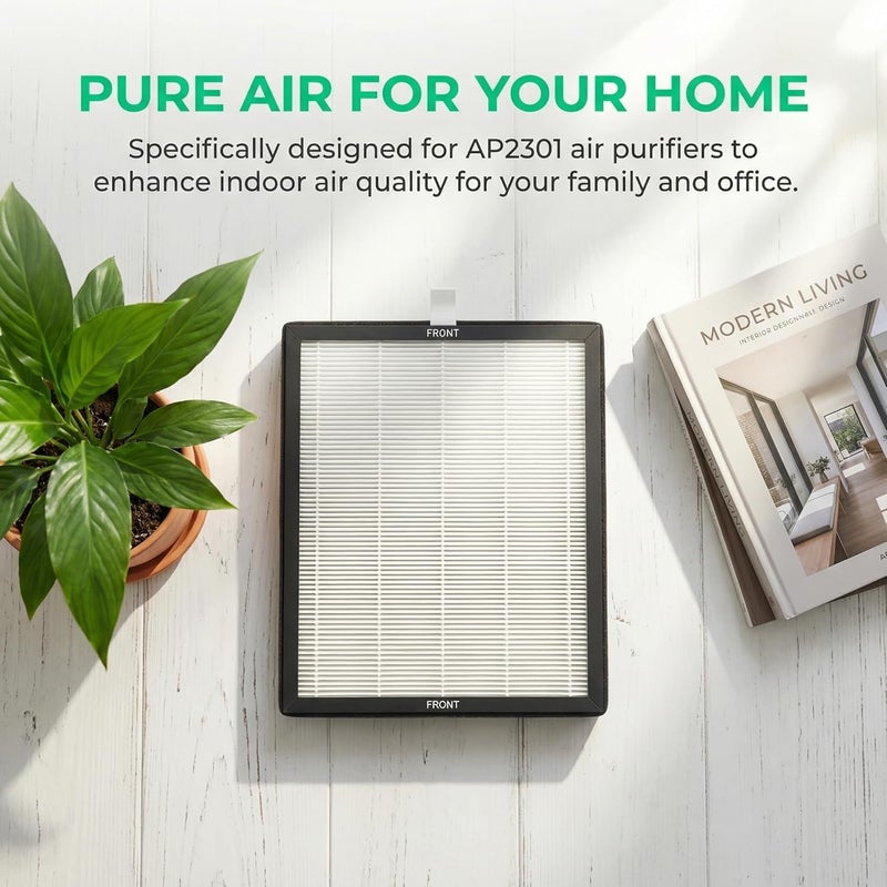 HOAXCINN Replacement Filter Compatible with AIRTOK AP2301 Air Purifier, 3-in-1 H13 True HEPA Filter, High-Efficiency Activated Carbon Filter, 2 Pack - Image 4