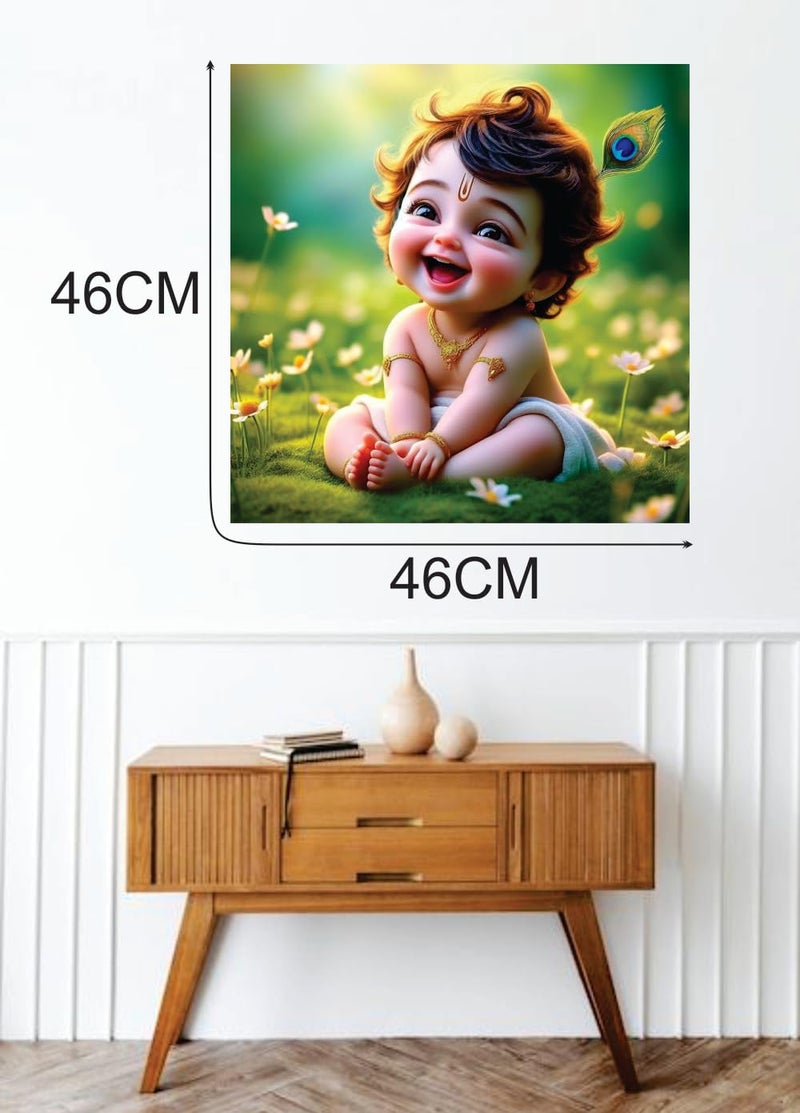 Akki Wold Makan Chor Little Baby Krishna Wall Poster For Living Room,Kids Room, Office (Size - 46CM X 46CM) (Desg_248) - Image 5