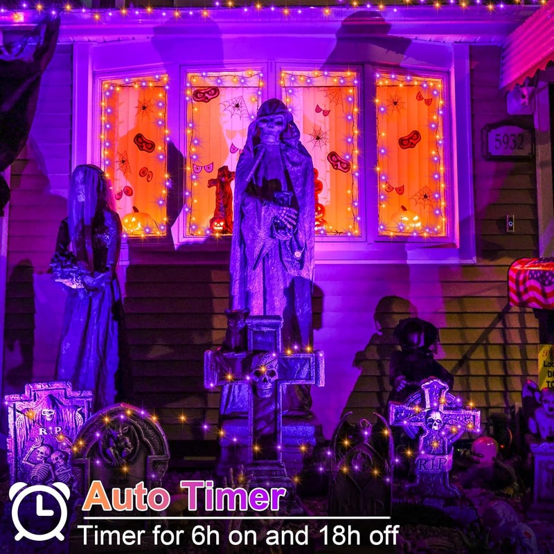 DealBeta 4 Pack Orange Purple Halloween String Lights Battery Operated, Each 16.4Ft 50 LED Indoor Halloween Lights with Timer 8 Modes for Party Yard Patio Decoration - Image 3