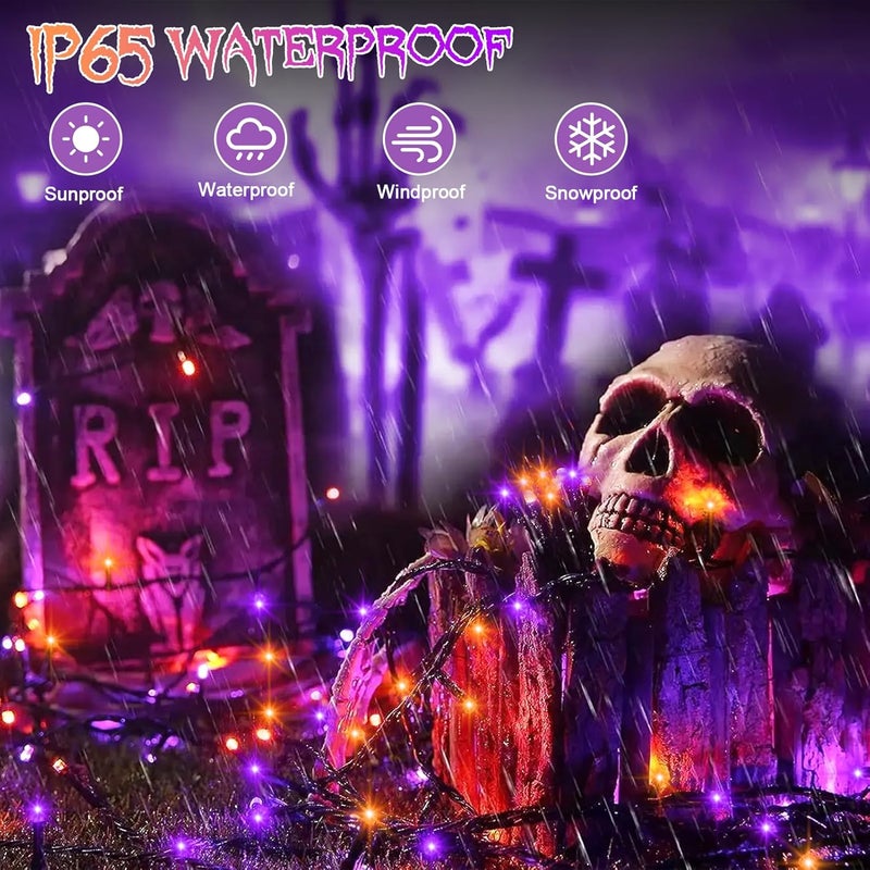 DealBeta 4 Pack Orange Purple Halloween String Lights Battery Operated, Each 16.4Ft 50 LED Indoor Halloween Lights with Timer 8 Modes for Party Yard Patio Decoration - Image 5