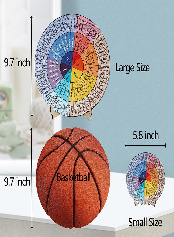 Jeoronuly Feelings Wheel Therapy Office Decor, 9.7 Inches Diameter Large Double Sided Mental Health Decor Emotion Wheel with Stand, Wooden Coping Wheel Chart Gifts for School, Therapy Office, 2025 Upgrade - Image 3