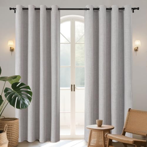 Joydeco 100% Blackout Curtains for Bedroom 84 Inch Long, Linen Black Out Curtains 2 Panels Set With Grommet for Living Room Window, Thermal Insulated Full Light Blocking Drapes Privacy Protection,52"W - Image 1
