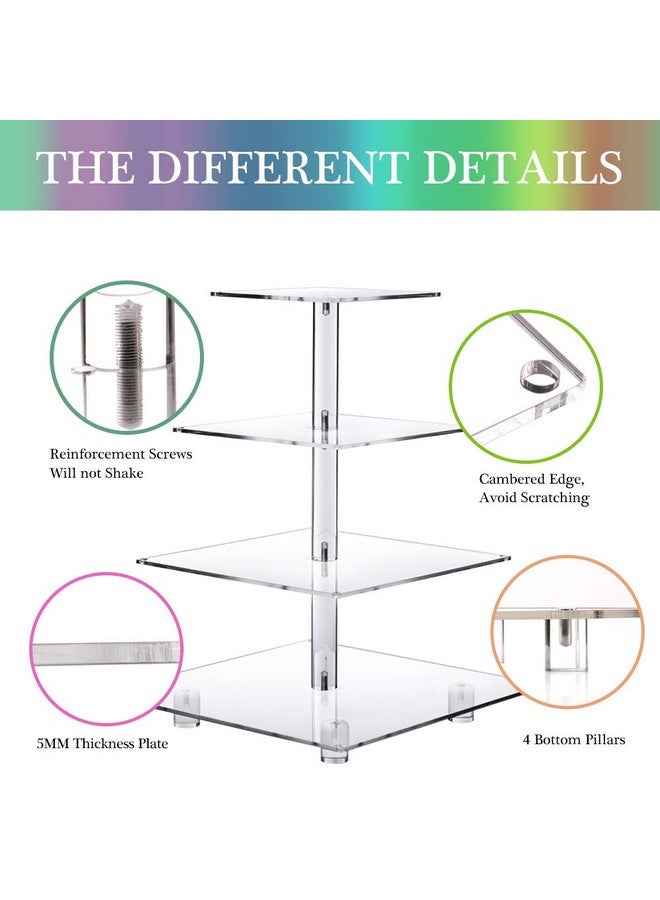 YestBuy Cupcake Stand - Premium Cupcake Holder - Acrylic Cupcake Tower Display - Cady Bar Party Décor - 4 Tier Acrylic Display for Pastry + LED Light String - Ideal for Weddings, Birthday(Colorful Light) - Image 4