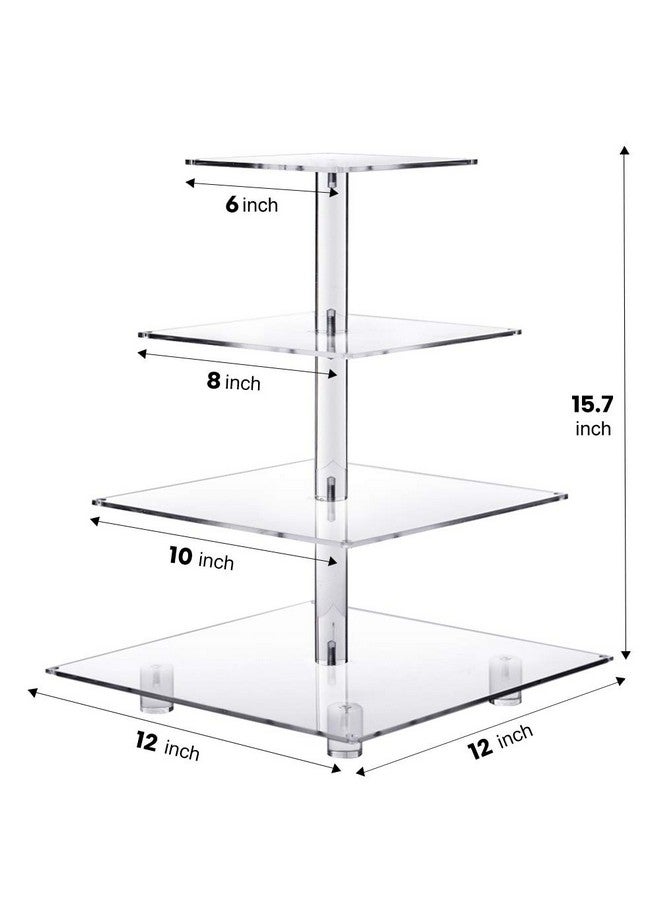 YestBuy Cupcake Stand - Premium Cupcake Holder - Acrylic Cupcake Tower Display - Cady Bar Party Décor - 4 Tier Acrylic Display for Pastry + LED Light String - Ideal for Weddings, Birthday(Colorful Light) - Image 3