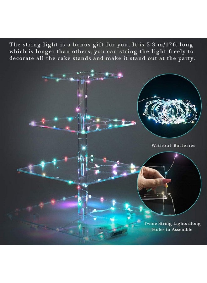 YestBuy Cupcake Stand - Premium Cupcake Holder - Acrylic Cupcake Tower Display - Cady Bar Party Décor - 4 Tier Acrylic Display for Pastry + LED Light String - Ideal for Weddings, Birthday(Colorful Light) - Image 5