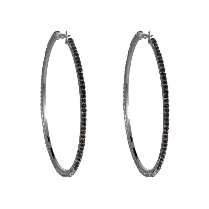 Dtja Large Rhinestone Hoop Earrings for Women Girls Hypoallergenic Extra Big 80mm Huggie CZ Hoops Dangle Drop Earring Fashion Chic Party Jewelry Gifts 3 inch (Black) - Image 1