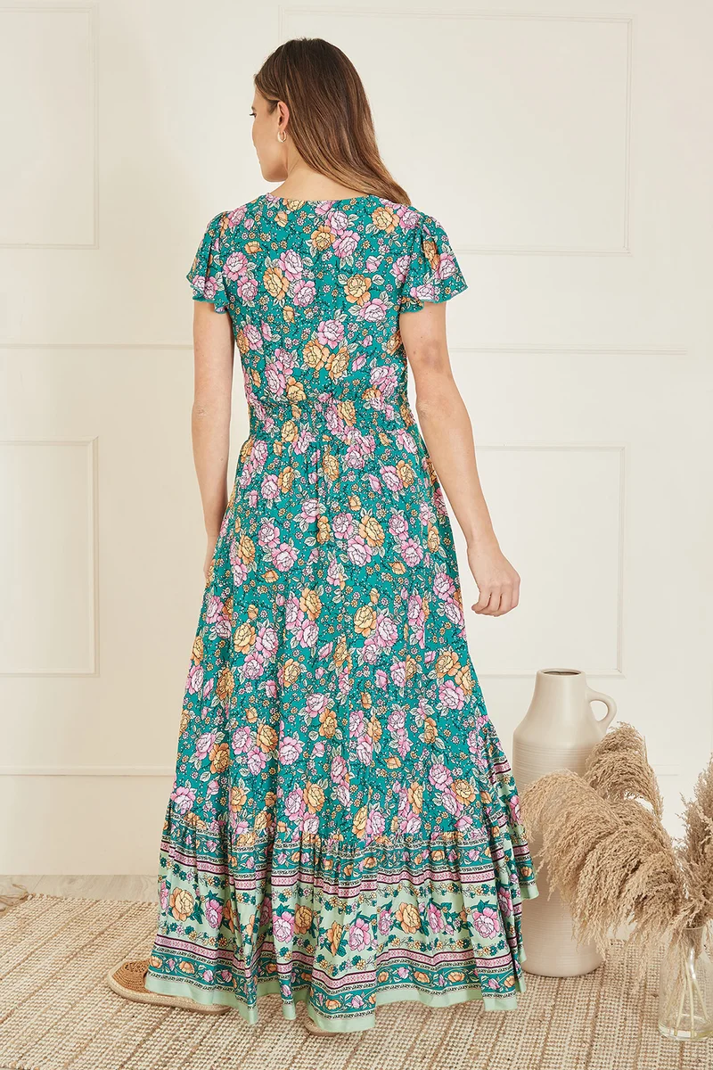 Yumi Floral Print Maxi Dress