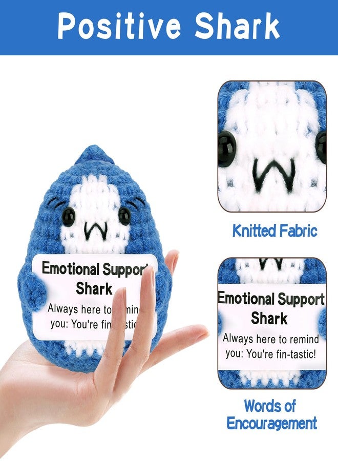 Hoedia Positive Shark Emotional Support Gifts: Crochet Dolls Friend Birthday Gifts for Women Sister Coworkers College Students - Cheer Up Cute Funny Knitted Shark Blue Decorations - Image 3